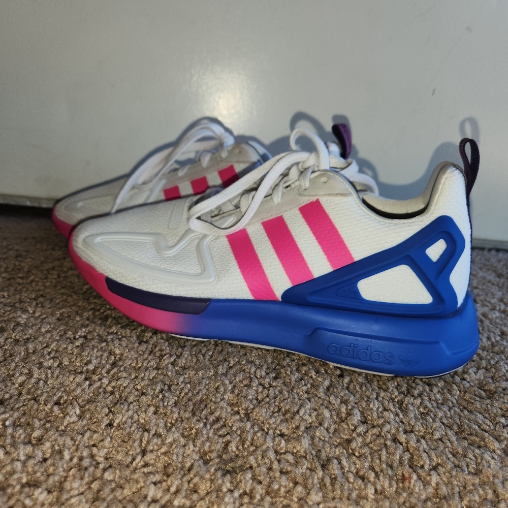 Adidas Women ZX 2K Flux FY0607 White Pink Blue Running Shoes Sneakers Size 6 1/2